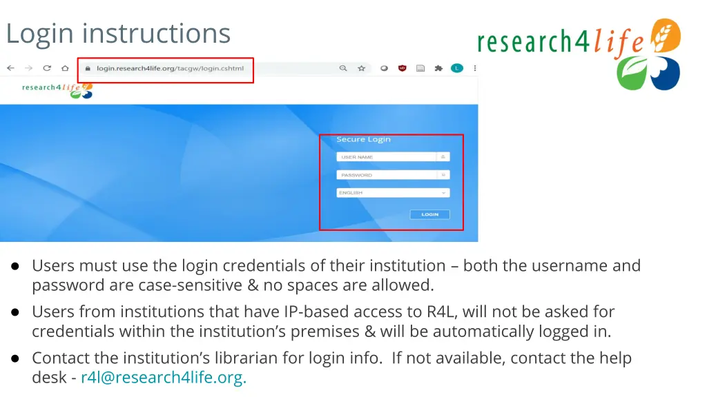 login instructions