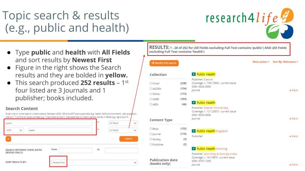 topic search results e g public and health