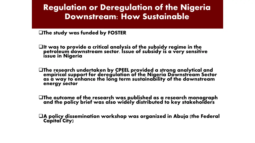 regulation or deregulation of the nigeria