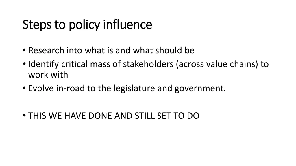 steps to policy influence steps to policy