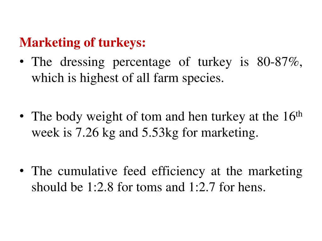 marketing of turkeys the dressing percentage