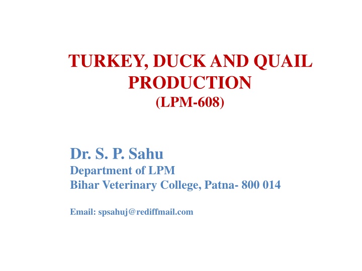 turkey duck and quail production lpm 608