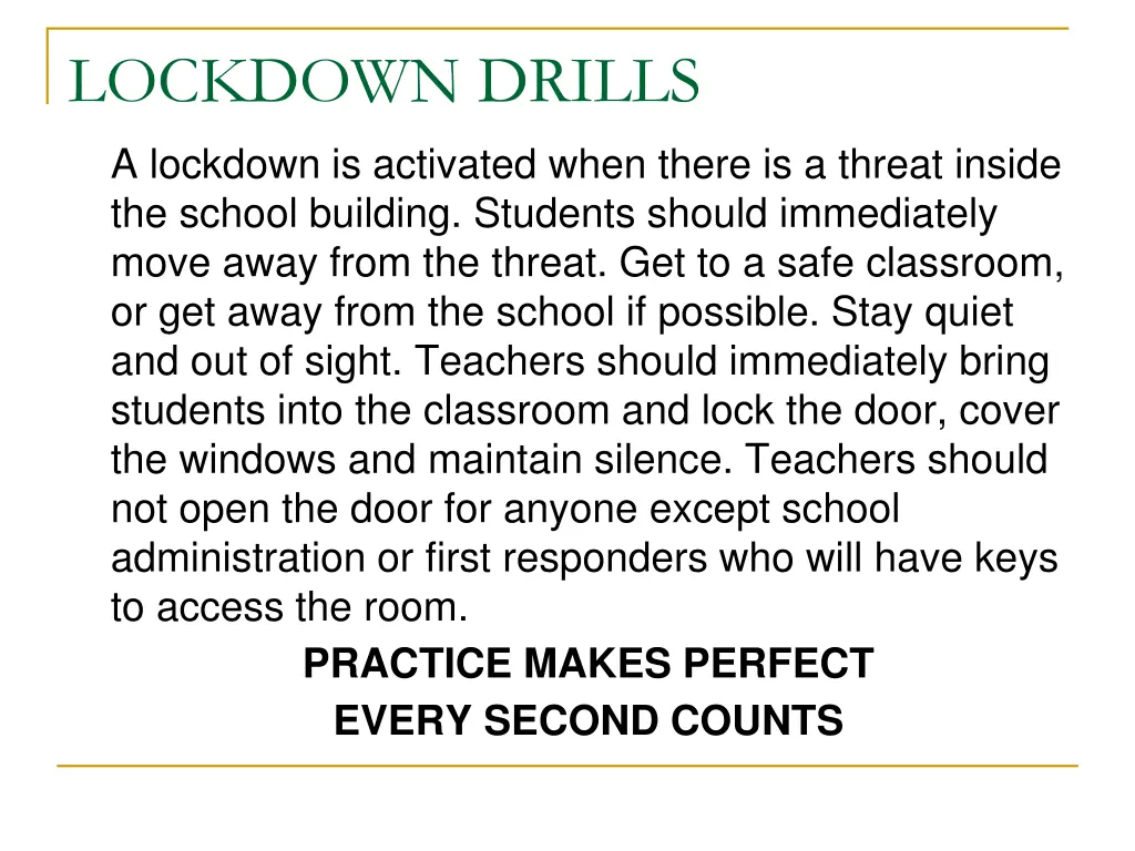 lockdown drills a lockdown is activated when