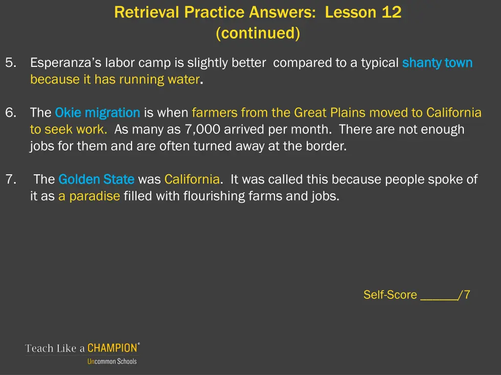 retrieval practice answers lesson 12 continued