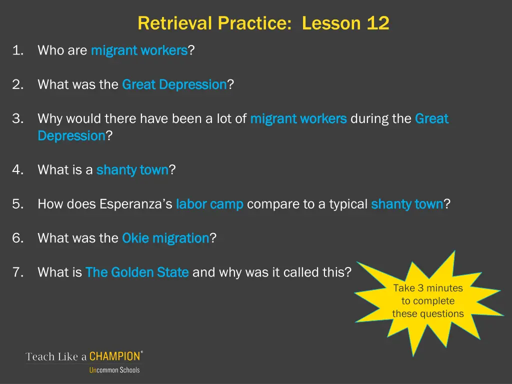 retrieval practice lesson 12