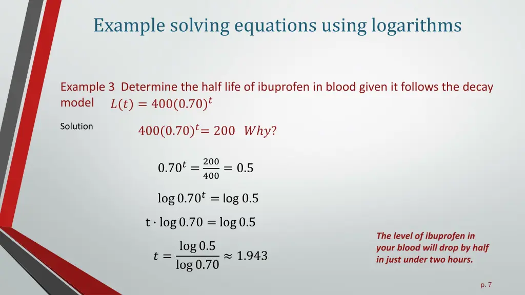 example solving equations using logarithms 2