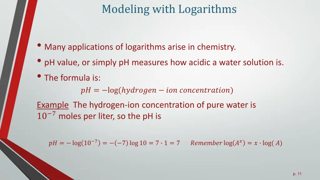 modeling with logarithms