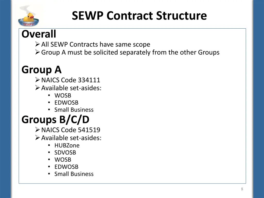 sewp contract structure