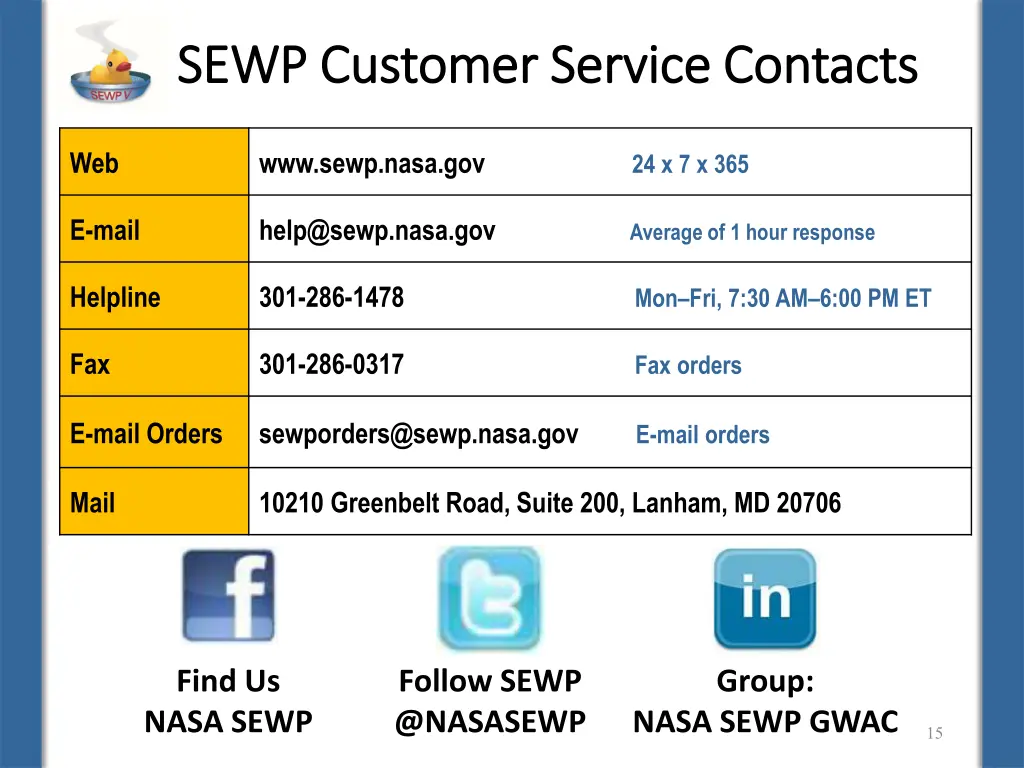 sewp customer service contacts sewp customer