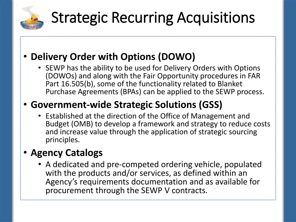 strategic recurring acquisitions strategic