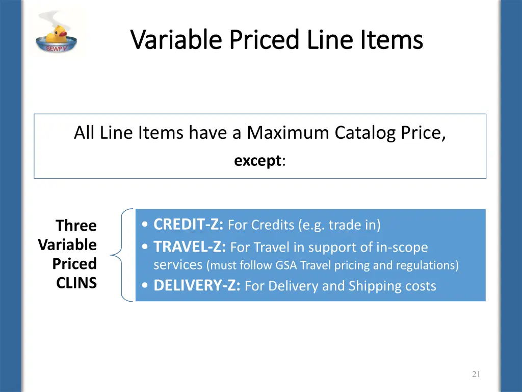 variable priced line items variable priced line