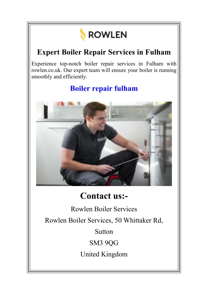 expert boiler repair services in fulham