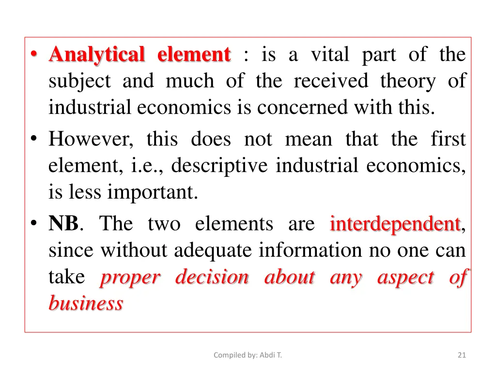 analytical element is a vital part of the subject