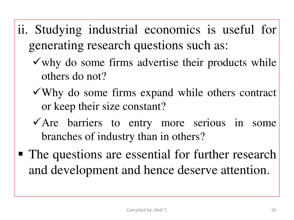 ii studying industrial economics is useful