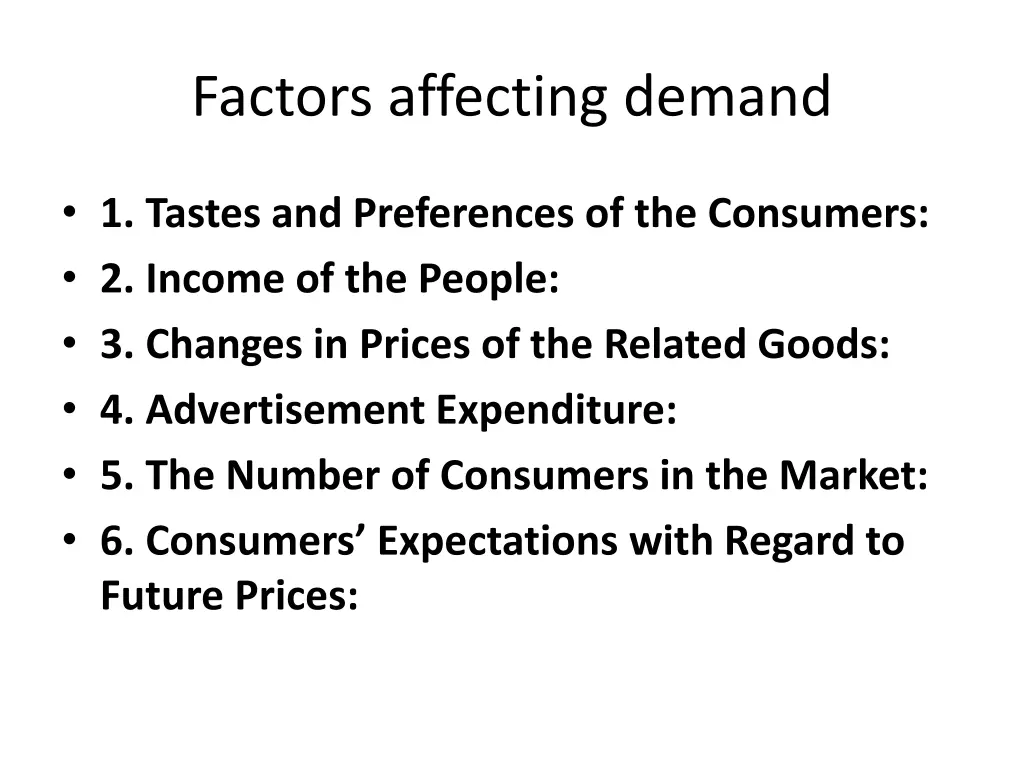 factors affecting demand