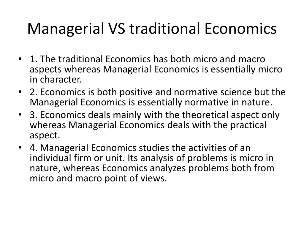 managerial vs traditional economics