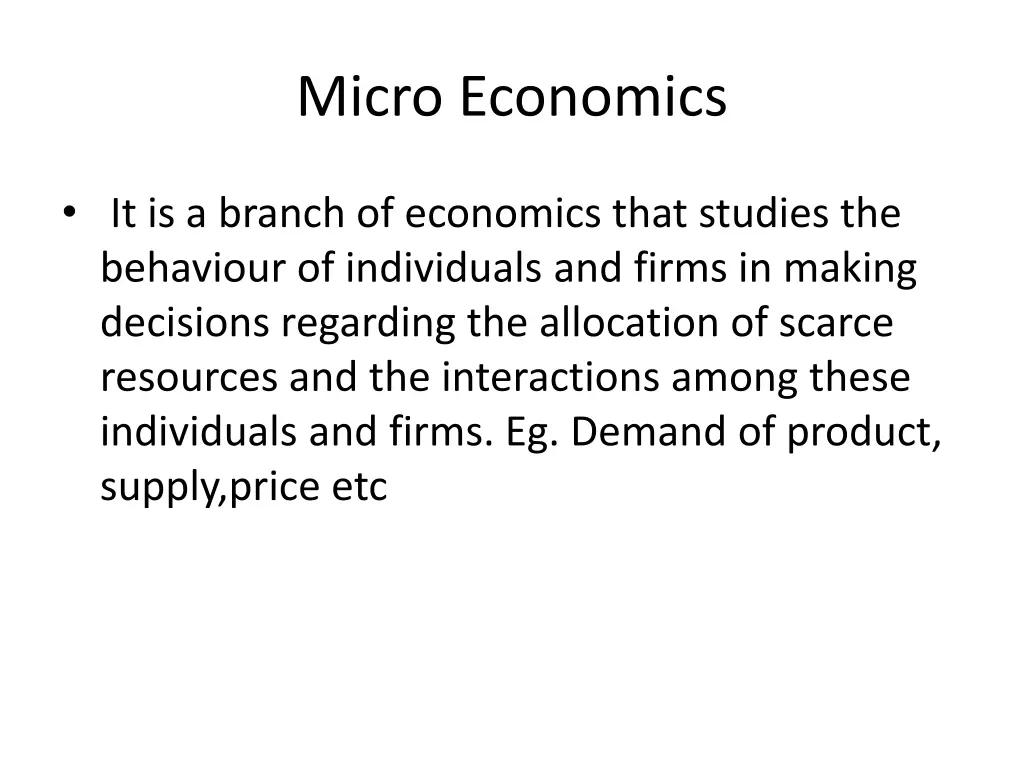 micro economics