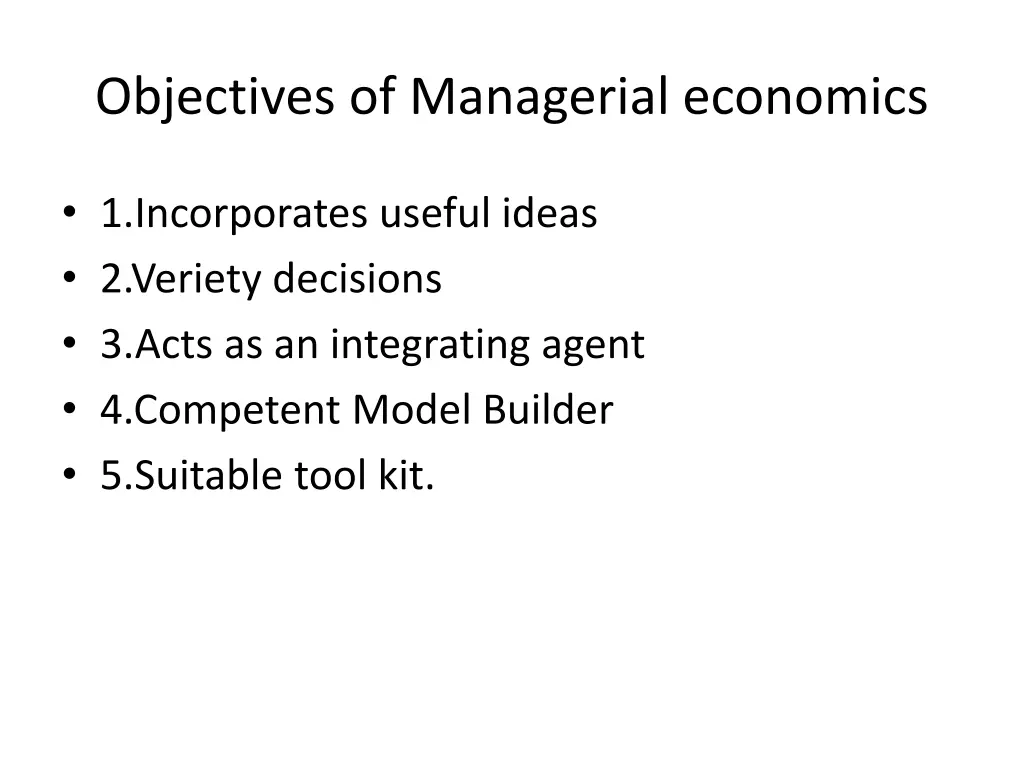 objectives of managerial economics