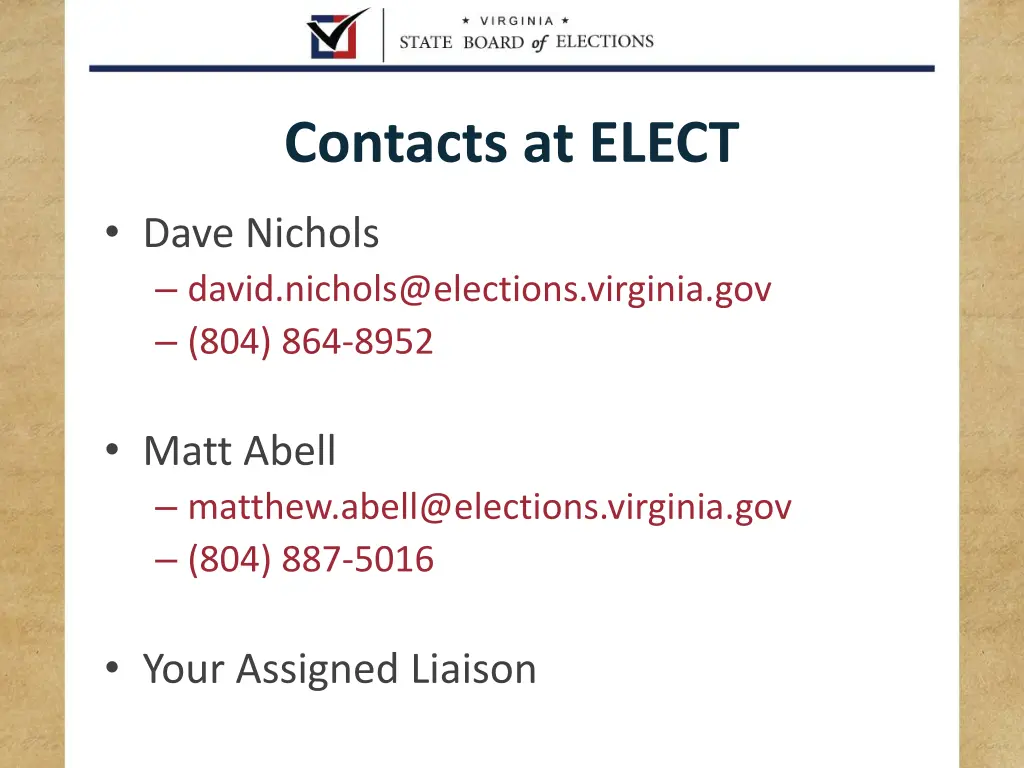 contacts at elect