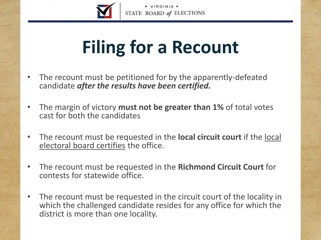 filing for a recount