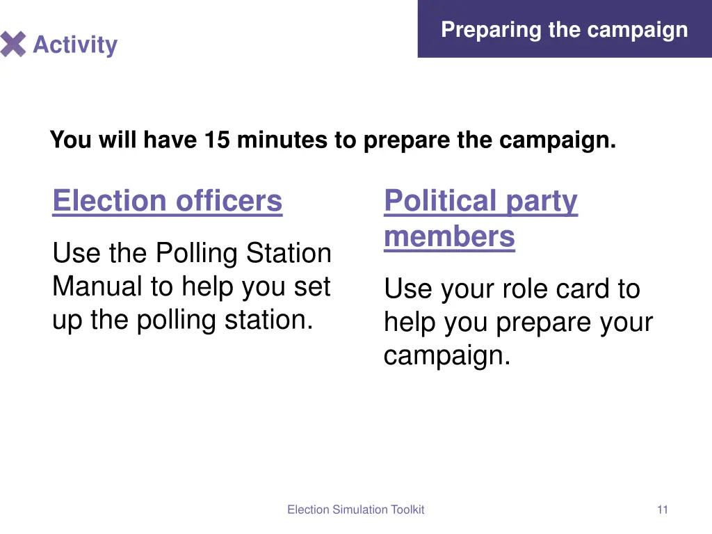 preparing the campaign