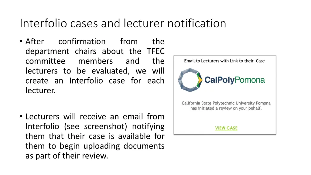 interfolio cases and lecturer notification