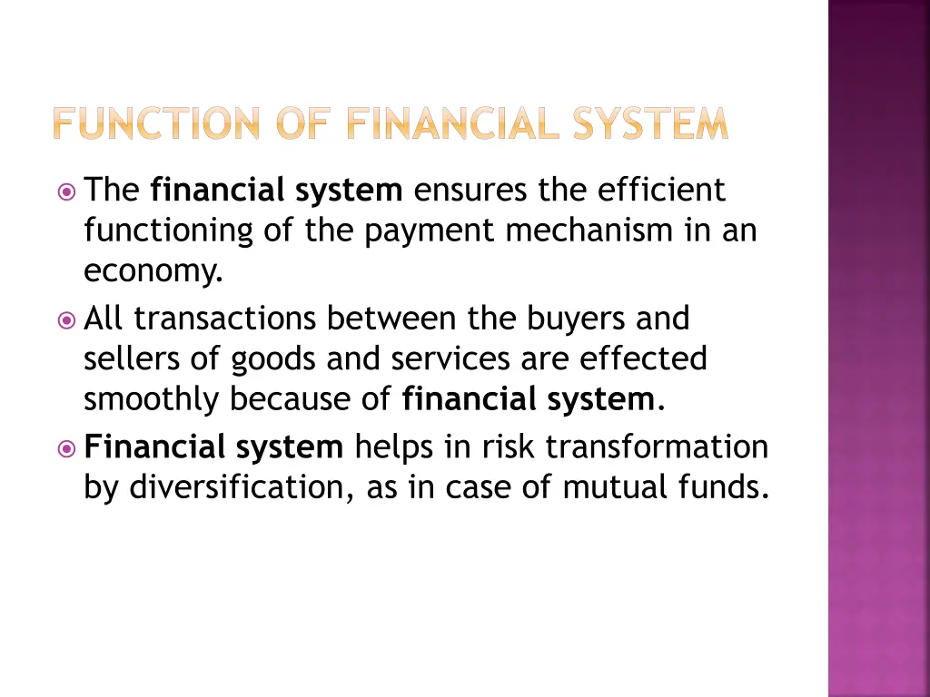 function of financial system