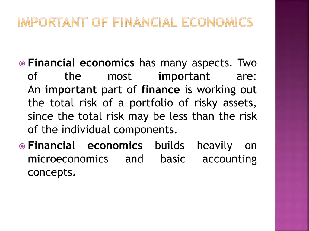 important of financial economics