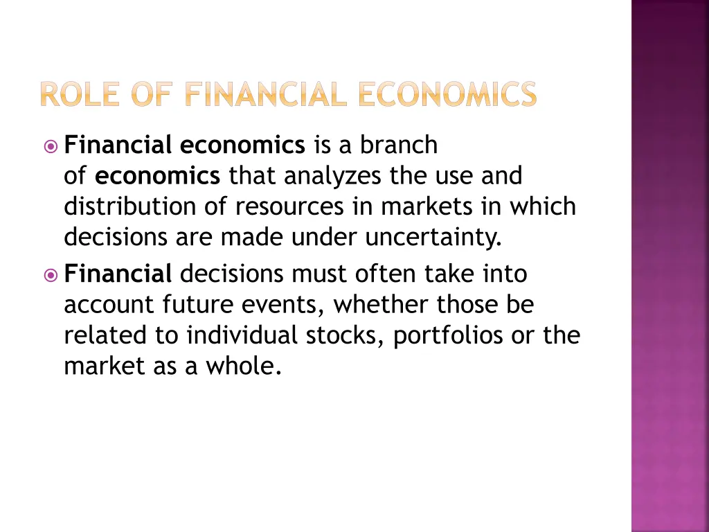 role of financial economics