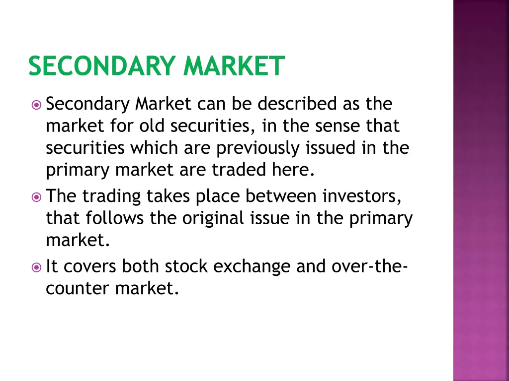 secondary market