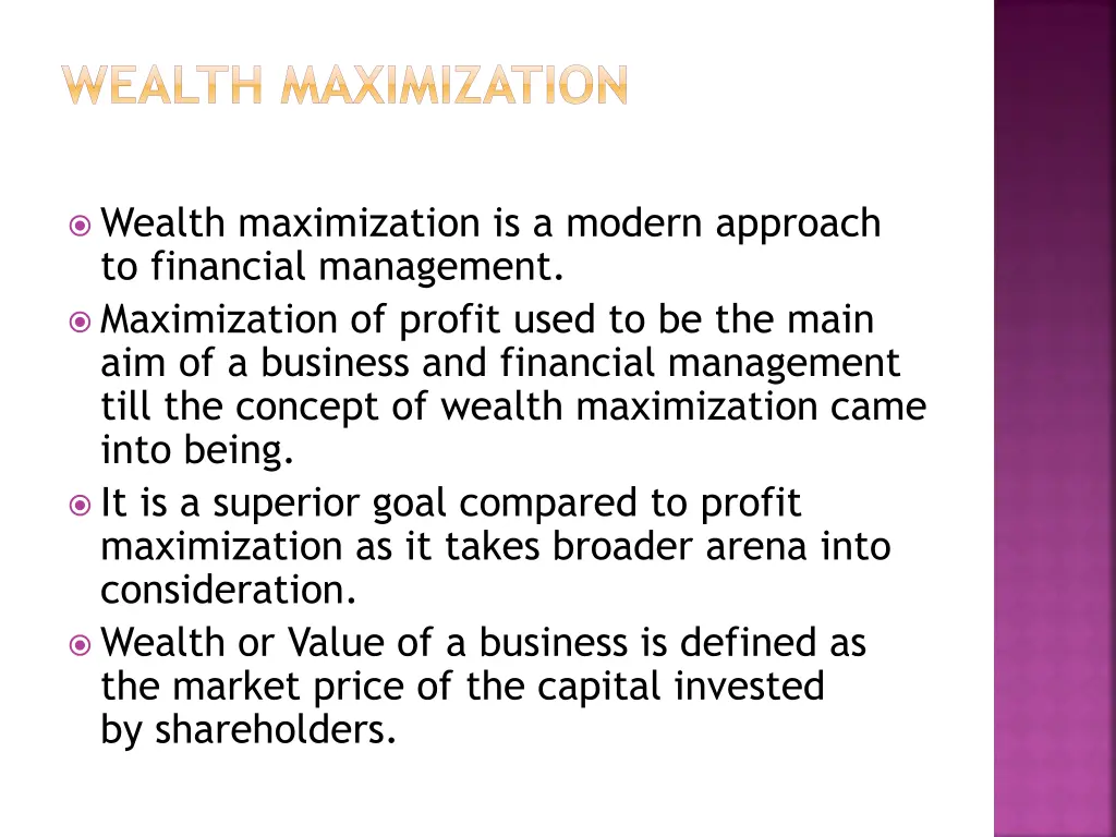 wealth maximization