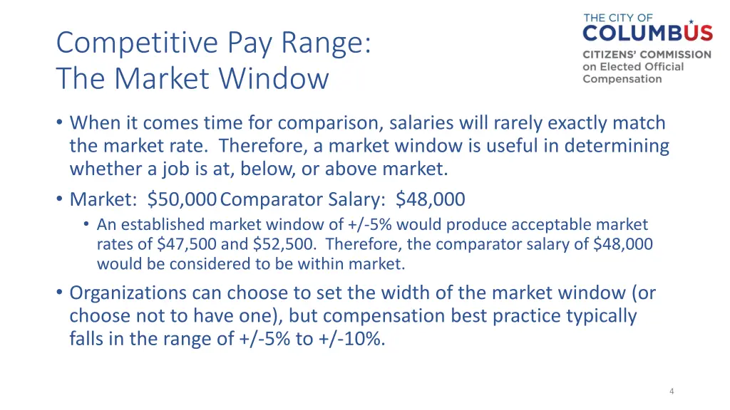 competitive pay range the market window