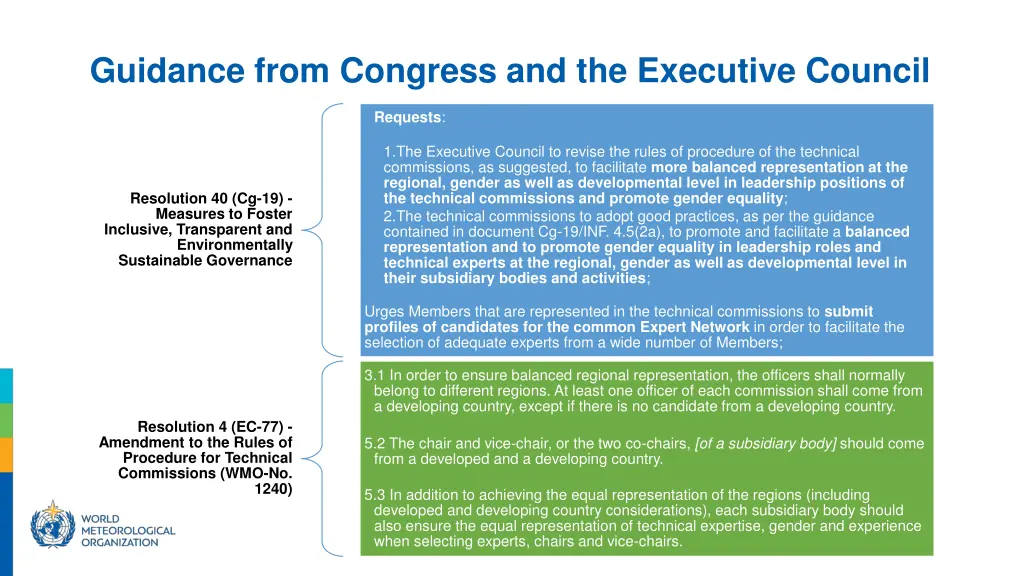 guidance from congress and the executive council