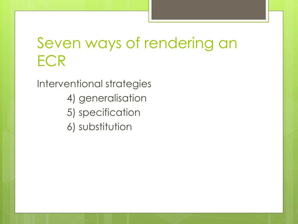 seven ways of rendering an ecr 1