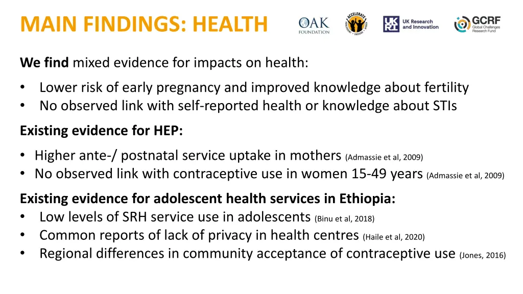 main findings health