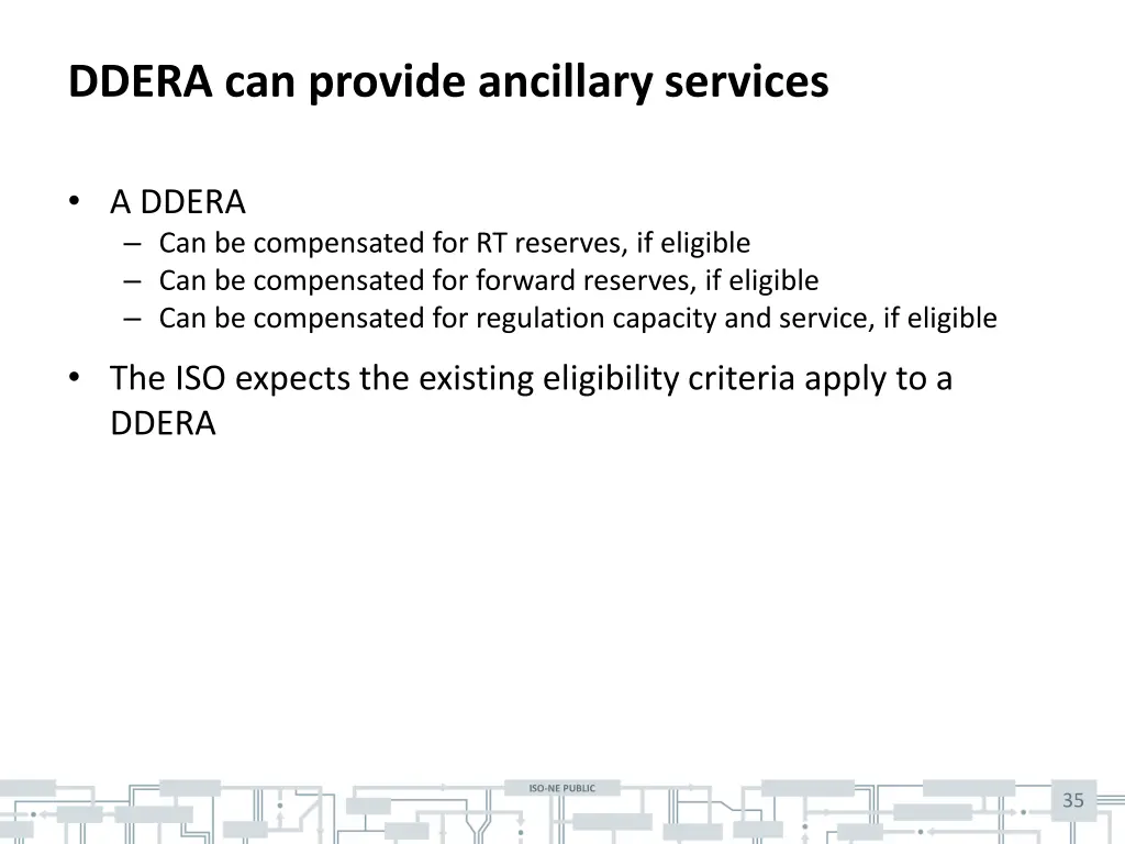 ddera can provide ancillary services