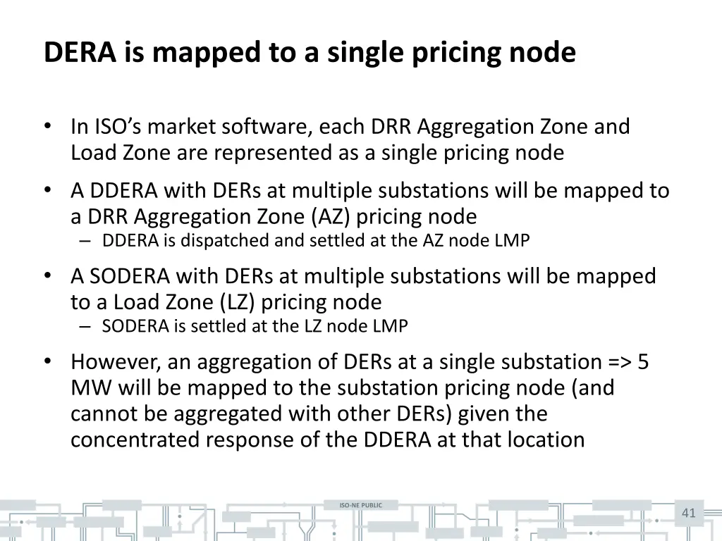 dera is mapped to a single pricing node