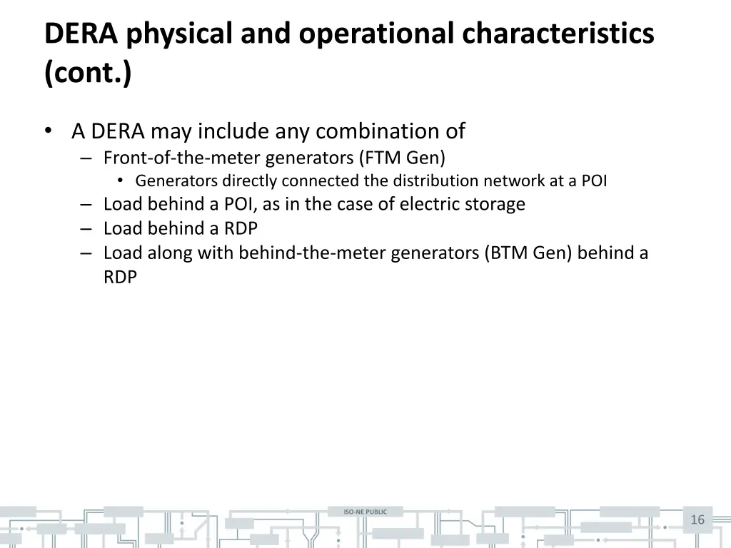 dera physical and operational characteristics cont 1