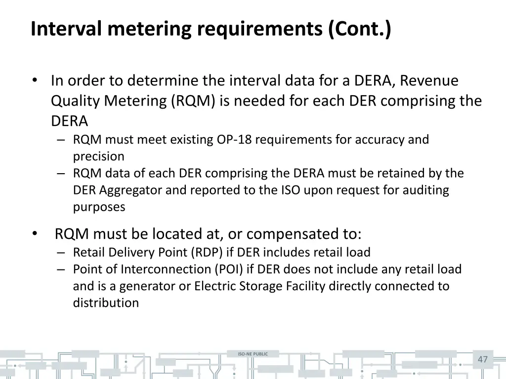 interval metering requirements cont