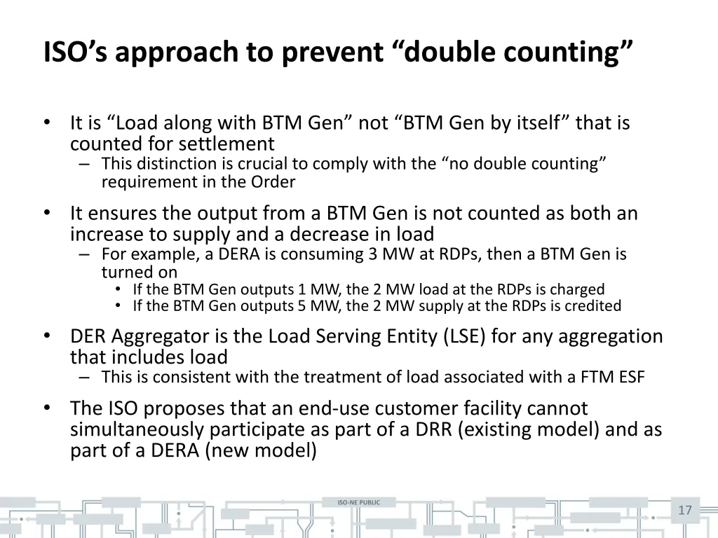 iso s approach to prevent double counting