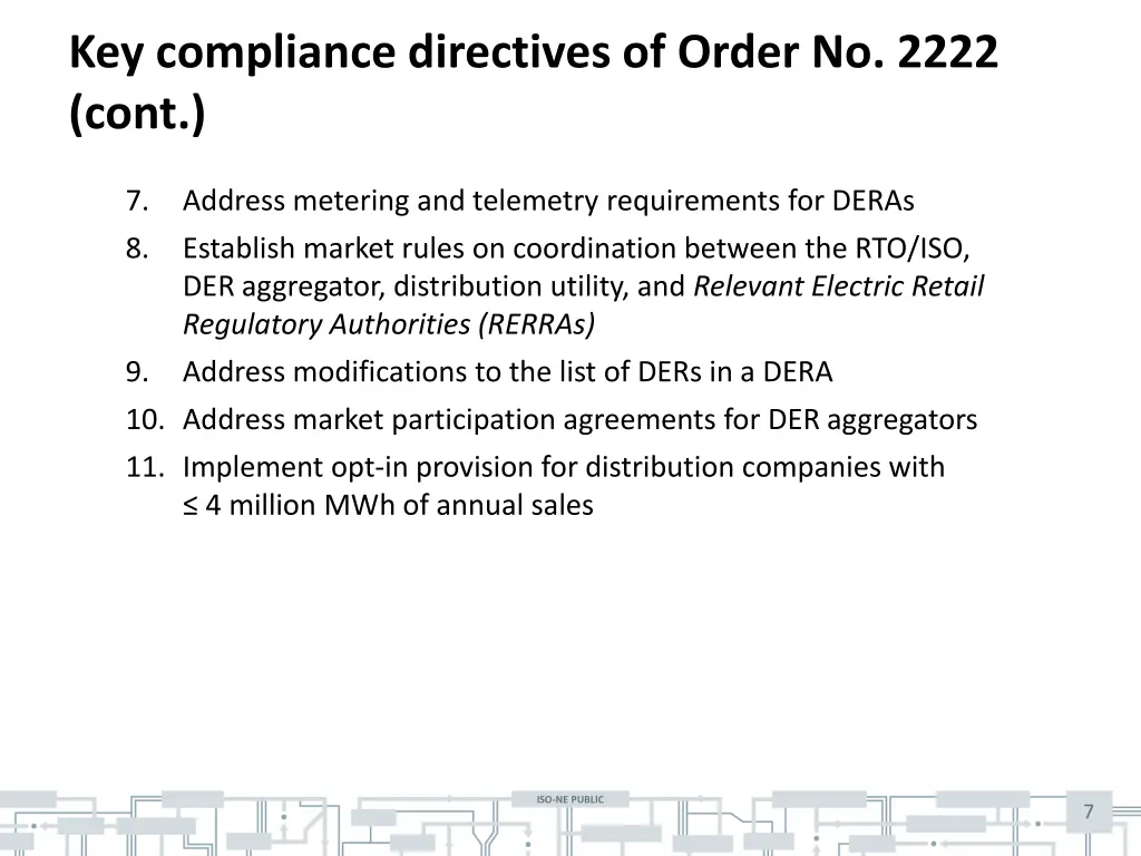 key compliance directives of order no 2222 cont