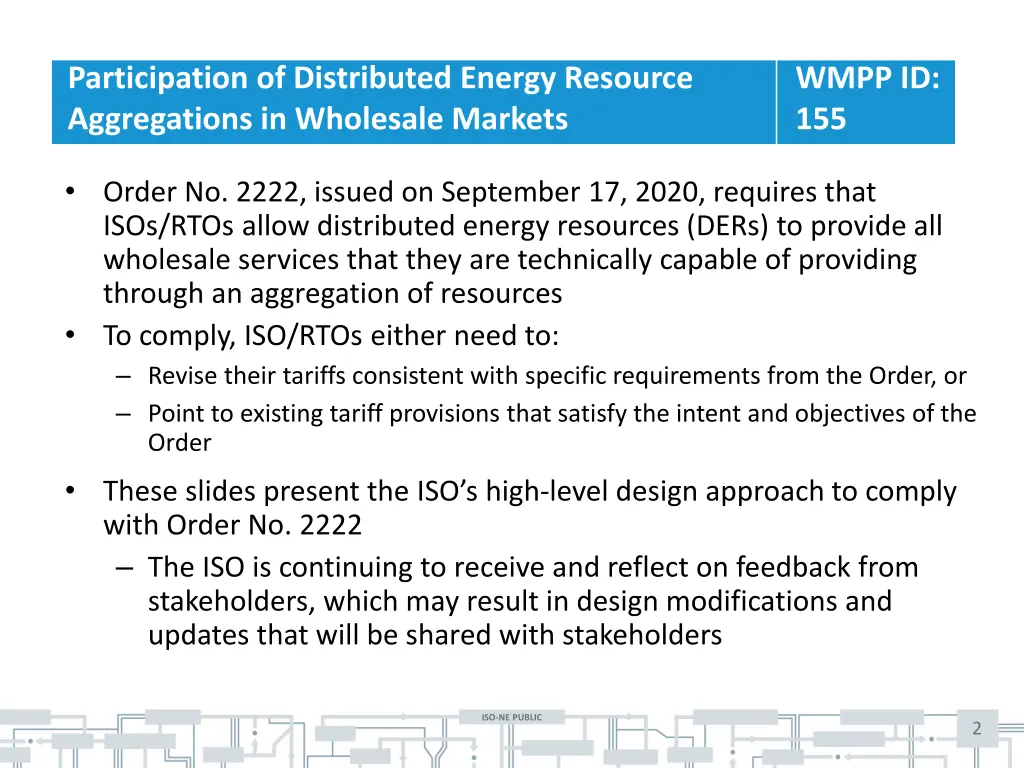 participation of distributed energy resource