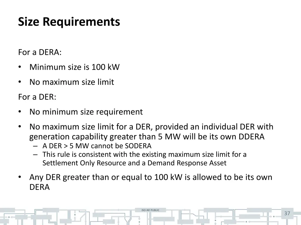 size requirements