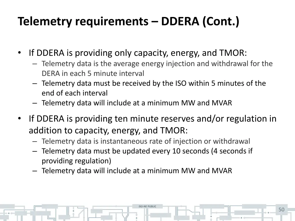 telemetry requirements ddera cont