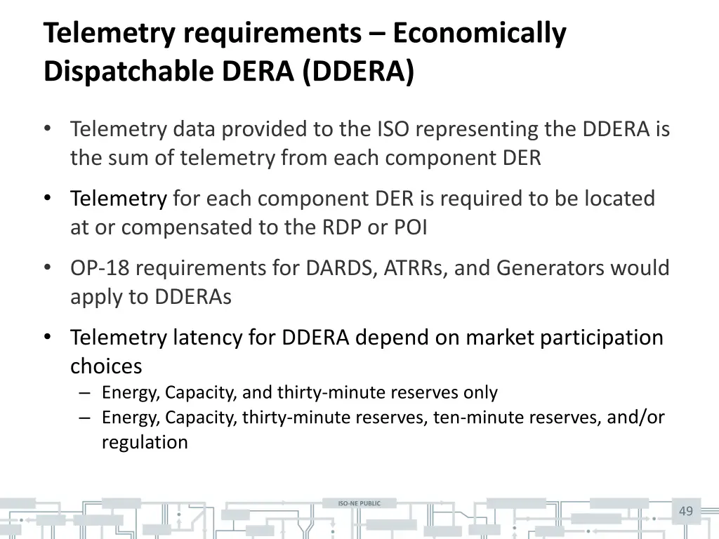 telemetry requirements economically dispatchable