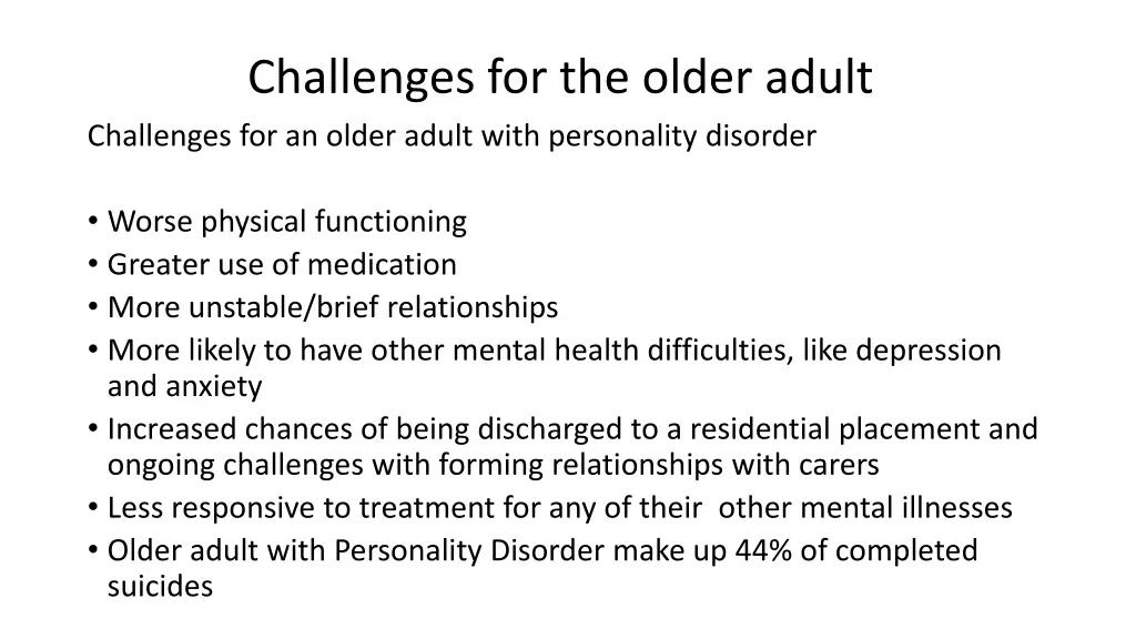 challenges for the older adult challenges