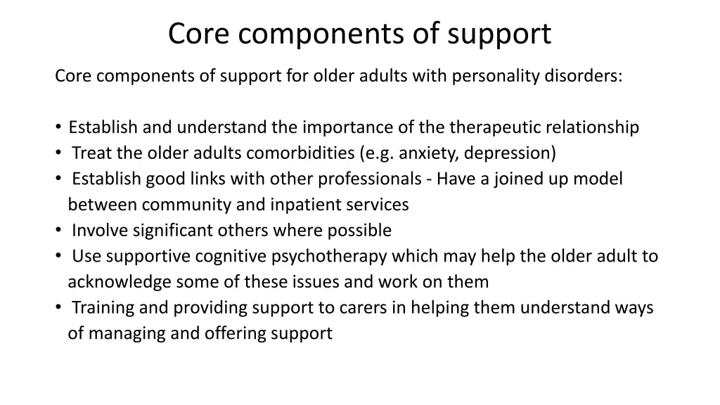 core components of support