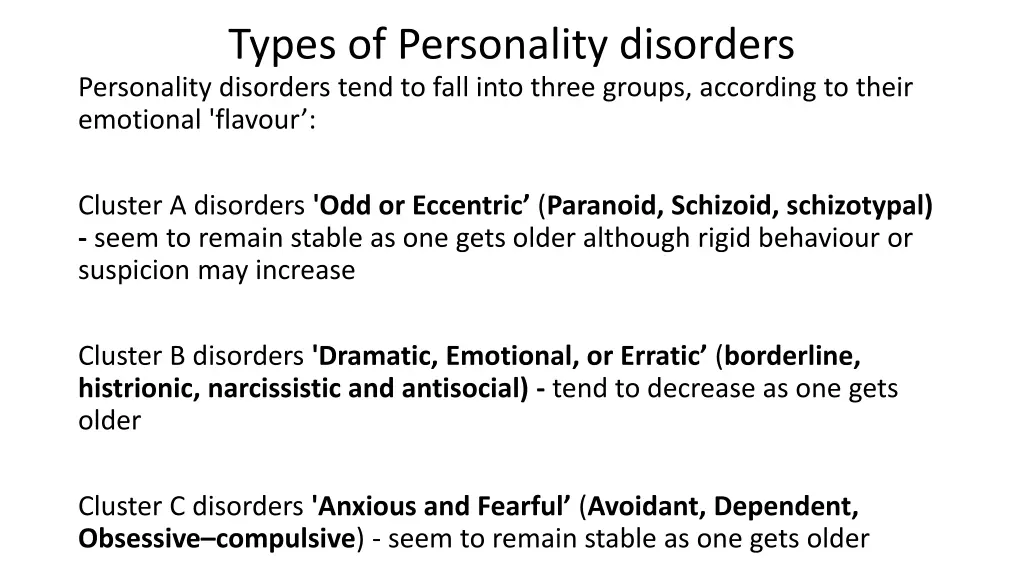 types of personality disorders personality