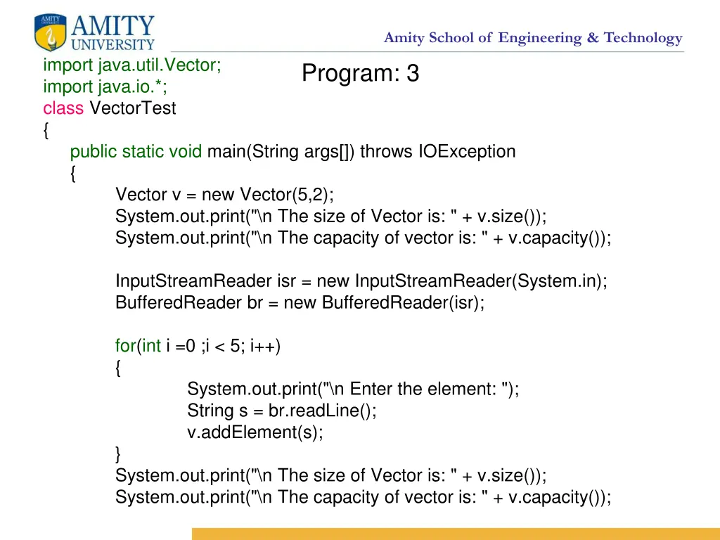 amity school of engineering technology program 3