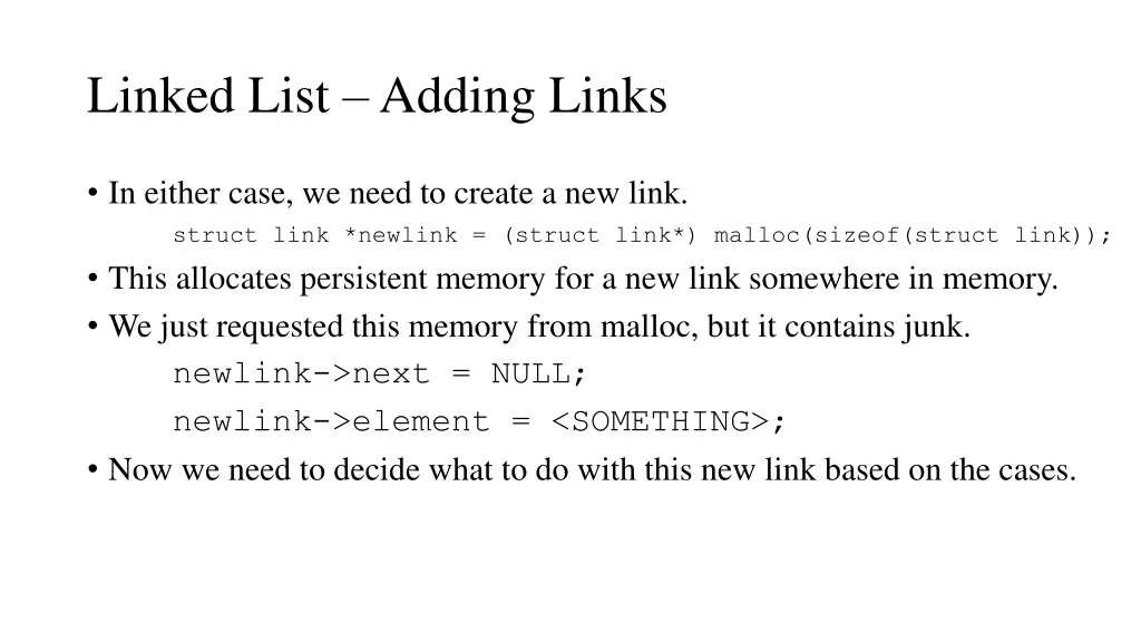 linked list adding links 1